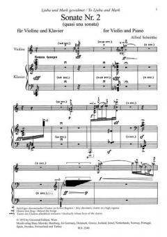 Sonata No. 2 Quasi Una Sonata Violin Piano von Alfred Schnittke für Violine und Klavier im Alle Noten Shop kaufen