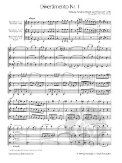 Divertimento Nr. 1 B-dur KV Anh. 229 von Wolfgang Amadeus Mozart 