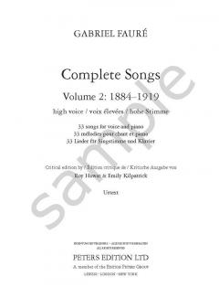 Complete Songs 2 - High Voice von Gabriel Fauré 