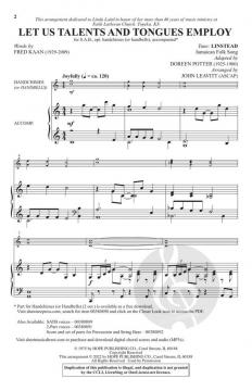 Let Us Talents and Tongues Employ 