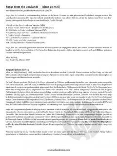 Songs from the Lowlands von Johan de Meij 