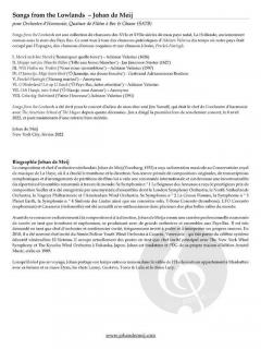 Songs from the Lowlands von Johan de Meij 