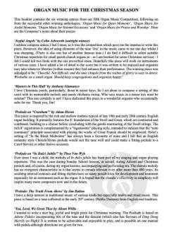 Organ Music for the Christmas Season 