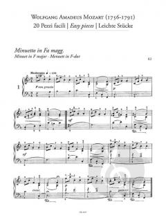 20 pezzi facili per pianoforte von Mozart Wolfgang Amadeus 