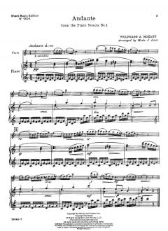 Andante aus der Klaviersonate Nr. 1 von Wolfgang Amadeus Mozart 