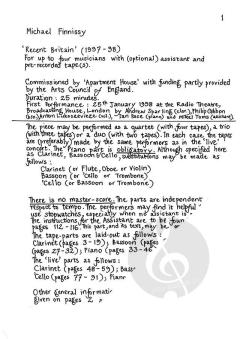 Recent Britain von Michael Finnissy 