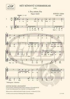 Hét könnyü gyermekkar von Zoltán Kodály 