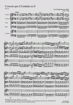 Concerto per il Cembalo in D-Dur von Carl Philipp Emanuel Bach 