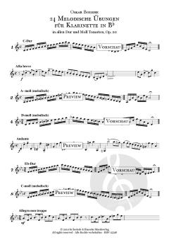 24 Melodische Übungen <br>für Klarinette, Op. 20 von Oskar Boehme 