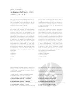 Gesänge der Sehnsucht, Streichquartett Nr. 8 von David Philip Hefti 