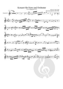 Konzert KV417 für Horn und Orchester von Wolfgang Amadeus Mozart 