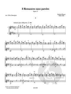 3 Romances Sans Paroles op. 17 von Gabriel Fauré 