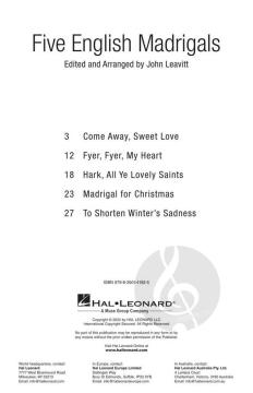5 Englische Madrigale von Thomas Greaves 