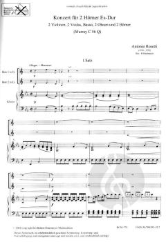 Concerto für 2 Hörner und Orchester Es-Dur (Murray C 56, Neuausgabe) von Antonio Rosetti (Rösler, Franz Anton) 
