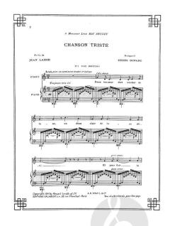 Chanson Triste 2 von Henri Duparc 