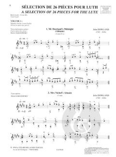 Selection de 26 Pieces pour Luth Vol. 1 von John Dowland 