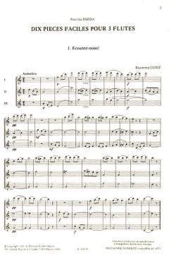 Dix pièces faciles pour trois flûtes von Raymond Guiot 