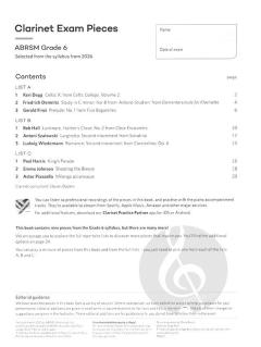 Clarinet Exam Pieces from 2026, ABRSM Grade 6 