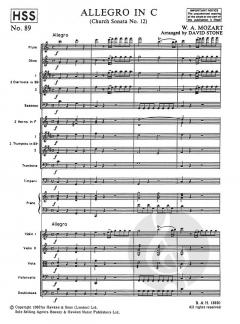 Allegro in C (Grade B) von Wolfgang Amadeus Mozart 