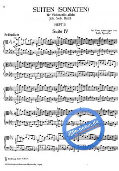 Suiten für Violoncello Band 2 von Johann Sebastian Bach für Viola übertragen im Alle Noten Shop kaufen