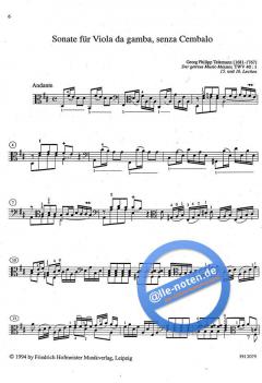 Sonate D-Dur für Viola da Gamba, senza Cemabalo von Georg Philipp Telemann im Alle Noten Shop kaufen