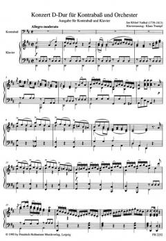 Konzert D-Dur von Johann Baptist Vanhal für Kontrabass und Orchester SoloKB notiert in C-Dur im Alle Noten Shop kaufen