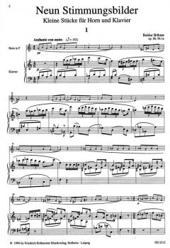 9 Stimmungsbilder, op. 60, 1a von Baldur Böhme für Horn und Klavier