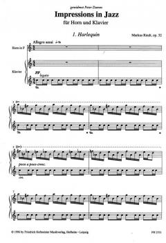 Impressions in Jazz op. 32 von Markus Rindt für Horn und Klavier