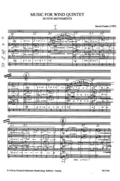 Music For Wind Quintet In Five Movements von Bernd Franke für Holzbläserensemble (Partitur) im Alle Noten Shop kaufen