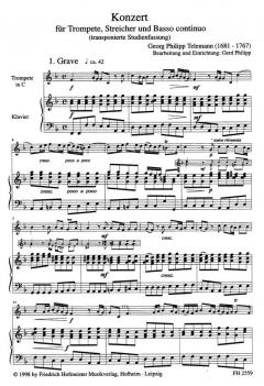 Konzert für Trompete, Streicher und B.c. von Georg Philipp Telemann im Alle Noten Shop kaufen