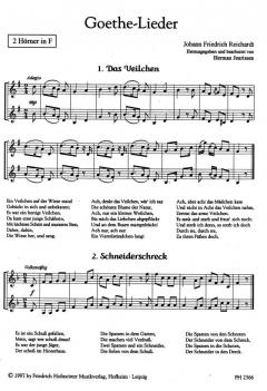 Goethe-Lieder auf Waldhornart von Johann Friedrich Reichardt für Horn Duett