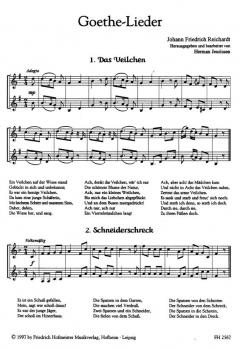 Goethe-Lieder 'zu singen und zu blasen' von Johann Friedrich Reichardt 