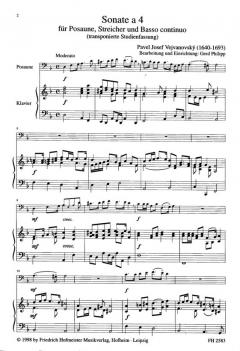 Sonate a 4. für Posaune, Streicher und B.c. von Pavel Josef Vejvanovsk\(y' im Alle Noten Shop kaufen