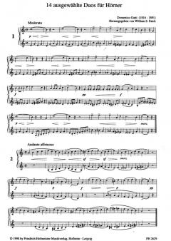 14 ausgewählte Duos von Domenico Gatti für Horn Duett