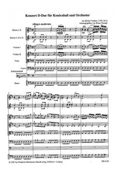 Konzert D-Dur für Kontrabass und Orchester von Johann Baptist Vanhal 