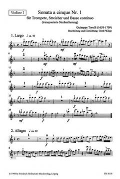 Sonate a cinque für Trompete, Streicher und B. c. (Giuseppe Torelli) 