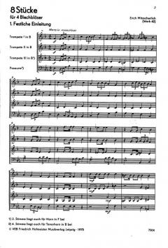 8 Stücke für 4 Blechbläser (Erich Mitzscherlich) 