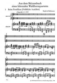 Aus dem Skizzenbuch eines fahrenden Waldhornquartetts von Siegfried Bethmann für Horn und Klavier
