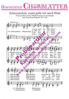 Schwesterlein, wann gehn wir nach Haus? (Anton Wilhelm von Zuccalmaglio) 