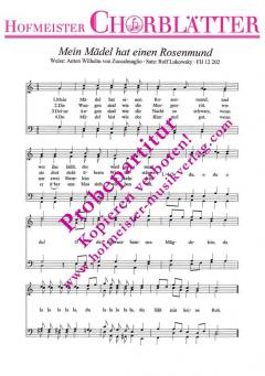 Mein Mädel hat einen Rosenmund (Anton Wilhelm von Zuccalmaglio) 