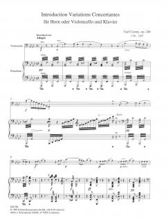 Introduction, Variations Concertantes von Carl Czerny für Horn oder Violoncello und Klavier