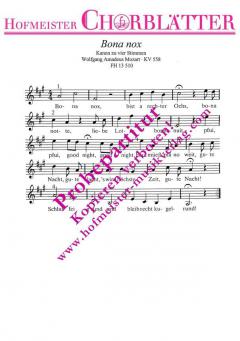 Bona nox (Kanon) KV 561 (W.A. Mozart) 