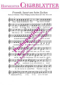 Freunde, lasset uns beim Zechen (Kanon) KV 560 