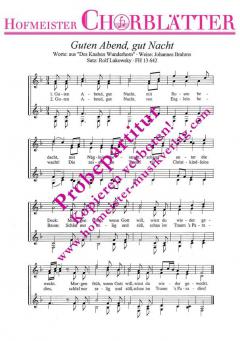 Guten Abend, gut Nacht aus Des Knaben Wunderhorn (Johannes Brahms) 