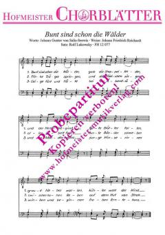 Bunt sind schon die Wälder (Carl Friedrich Zelter) 