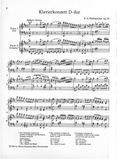 Konzert für Klavier und Orchester D-Dur op. 24 von Franz Anton Hoffmeister für 2 Klaviere im Alle Noten Shop kaufen