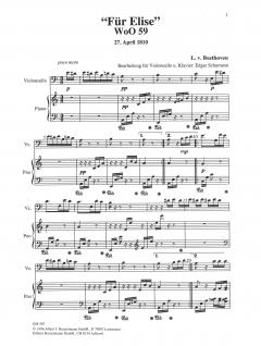 Für Elise WoO 59 von Ludwig van Beethoven für Violoncello und Klavier WoQ 59 im Alle Noten Shop kaufen