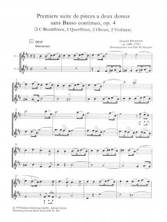 Premiere suite de pieces a deux dessus sans Basso continuo, op. 4 von Jacques-Martin Hotteterre 
