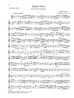Quatre Duos pour 2 Clarinettes von Frédéric Blasius 