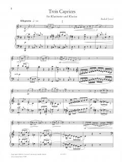 Trois Caprices für Klarinette in B und Klavier von Rudolf Jettel 